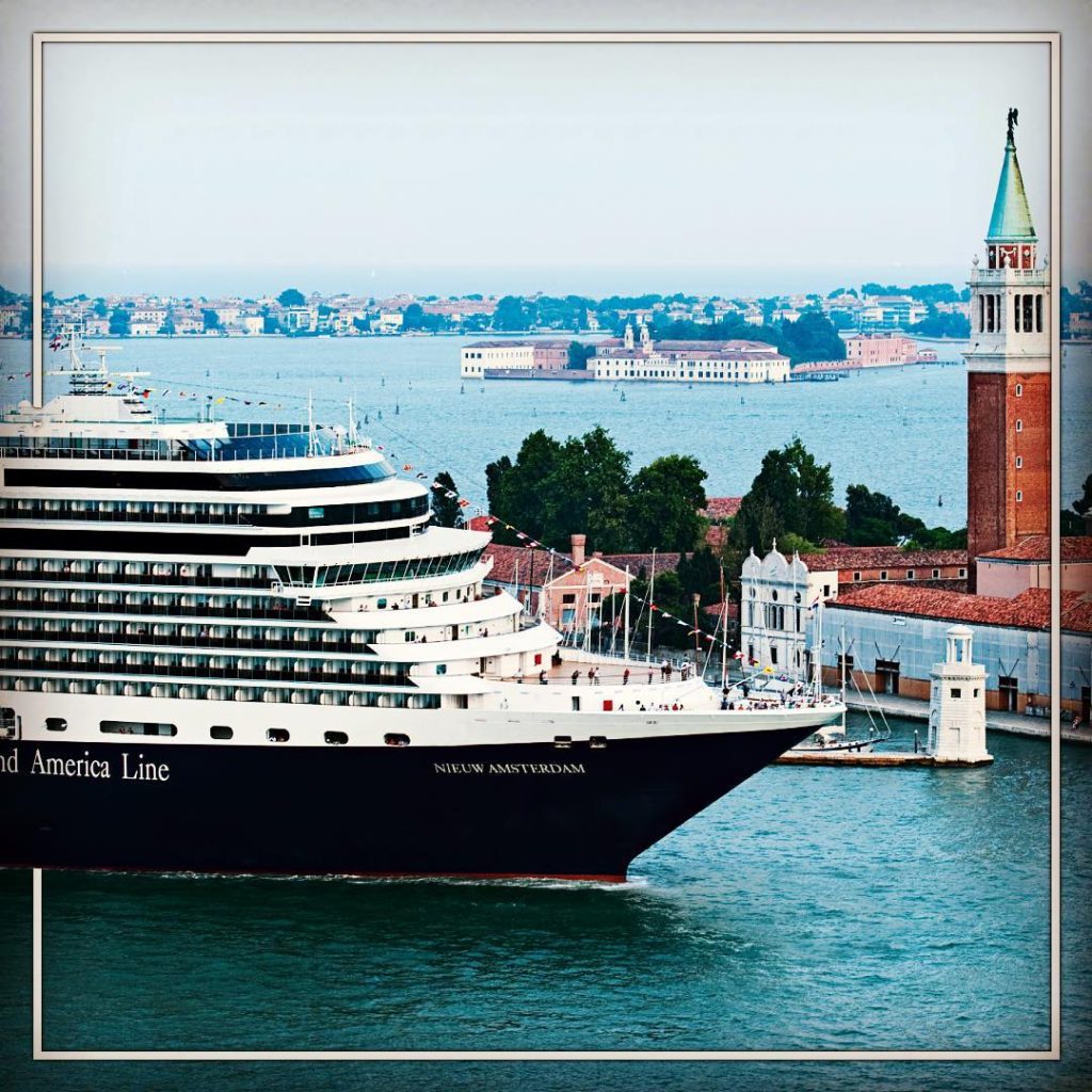 Holland America's ship Nieuw Amsterdam sailing into Venice