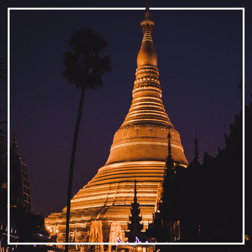 A Golden Temple in Bangkok at night