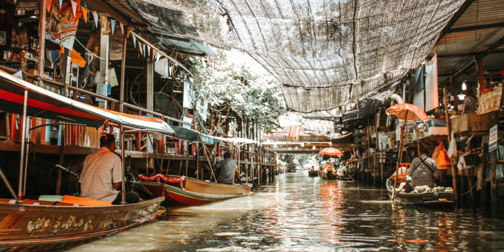 A traditional floating market on the rivers of Bangkok 
