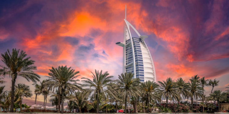 Dubai Burj Al Arab at sunset
