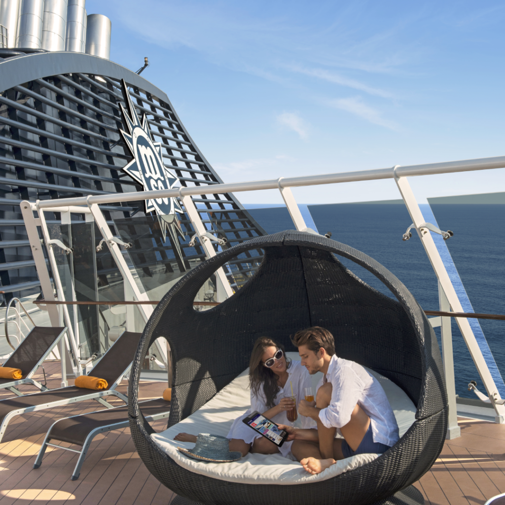 Couple relaxing onboard an MSC Cruises ship