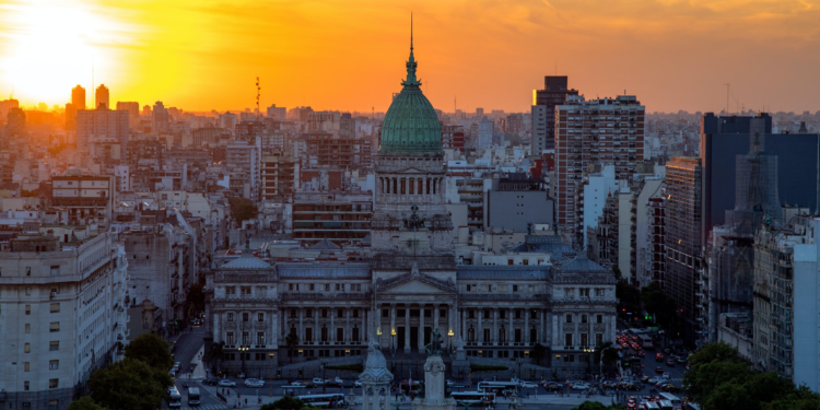 Buenos Aires skyline at sunset