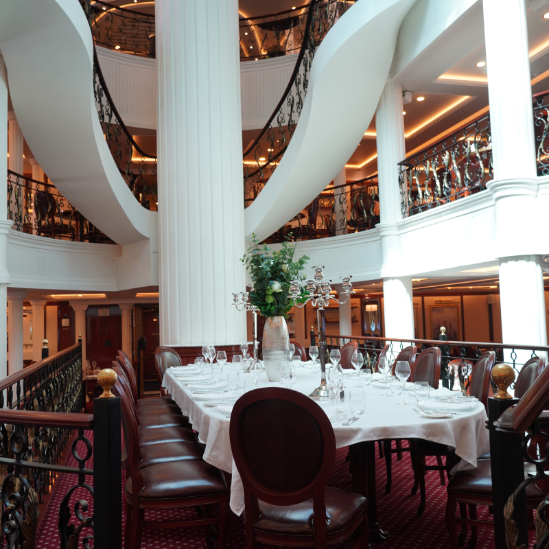 Main dining room onboard Tradewind Voyages Golden Horizon