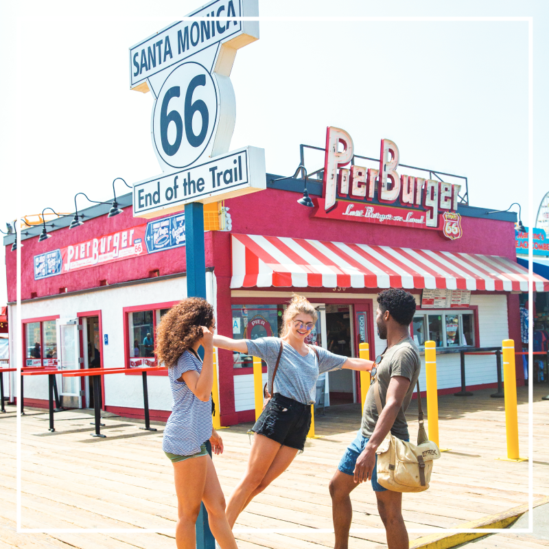A group of friends on Santa Monica pier