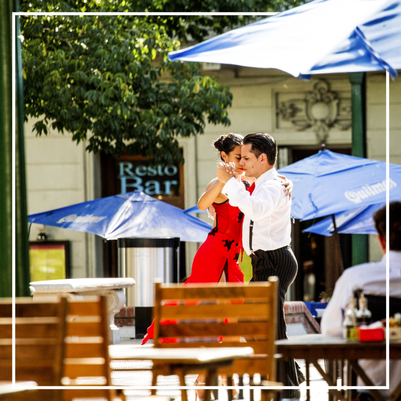 Couple dancing tango in San Telmo, Buenos Aires
