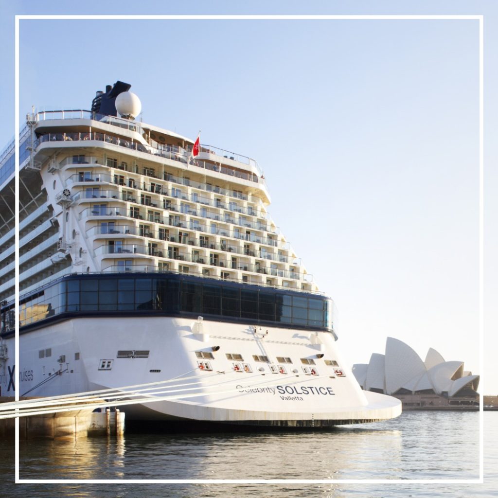 Celebrity Solstice docked by the Opera House in Sydney