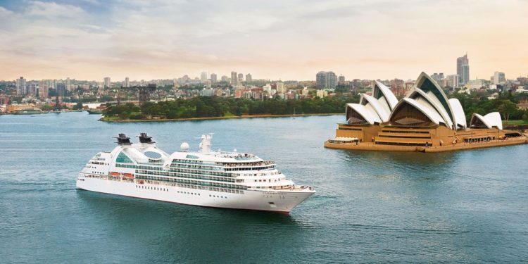 Seabourn Quest cruising past the Opera House in Sydney