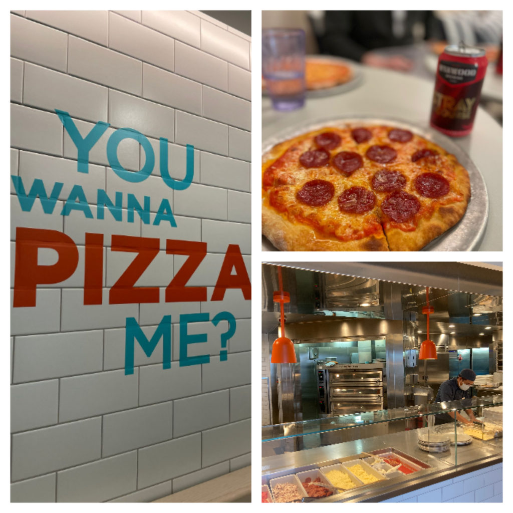 Collage of Pizza onboard Scarlet Lady