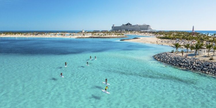 Cruise ship docked at Ocean Cay