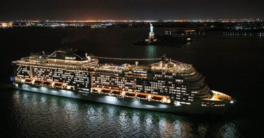 MSC Meraviglia in New York at night