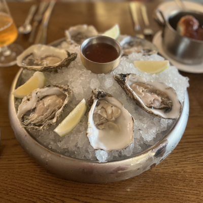 Oysters served at The Wake on Virgin Voyages Valiant Lady