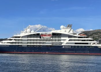 Ponant's Le Champlain ship docked in Bergen