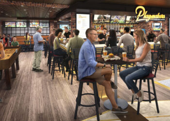 Rendering of Playmakers sports bar on Icon of the Seas
