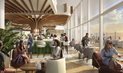 Inspired by the history of shipbuilding, 1400 Lobby Bar is the new meetup spot where vacationers can start to make memories as soon as they board Icon of the Seas. The first venue to open the iconic Royal Promenade to the outdoors with an ocean-facing terrace serves up a mix of daytime and evening sips developed with renowned mixologist Tony Abou-Ganim.