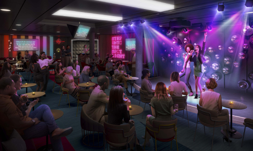 Joining the lineup of experiences in the next-level Royal Promenade on Icon of the Seas, Spotlight Karaoke is a fan-favorite where aspiring singers can take center stage in front of a crowd or in a private room with family and friends.