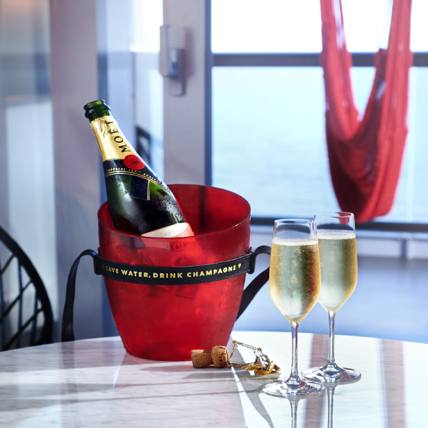 Virgin Voyages cruise ship at sea