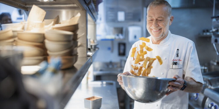 Chef Michel Roux in a kitchen