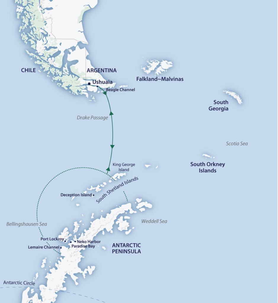 Spirit of Antarctica Voyage Map