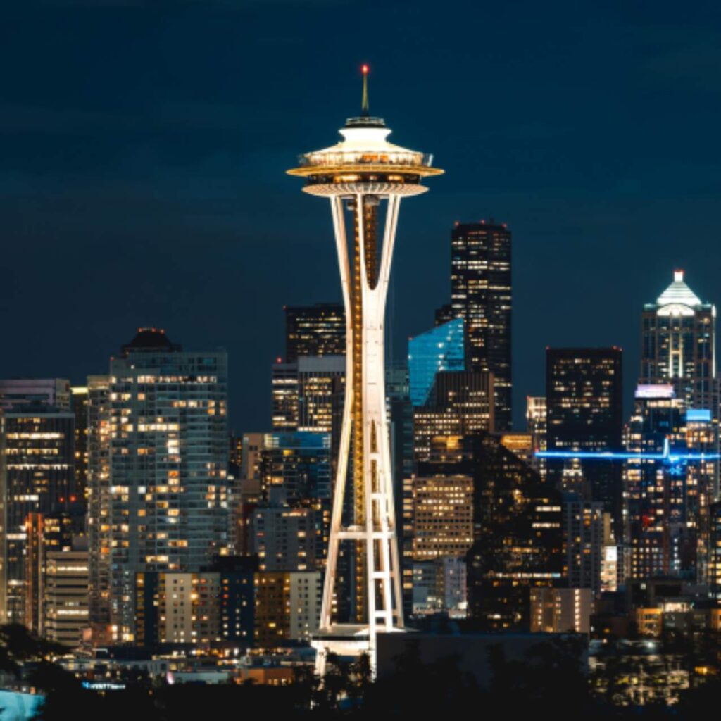 Space Needle in Seattle at night