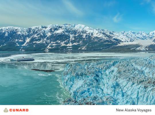 Cunard's Queen Elizabeth at the Hubbard Glacier, Alaska