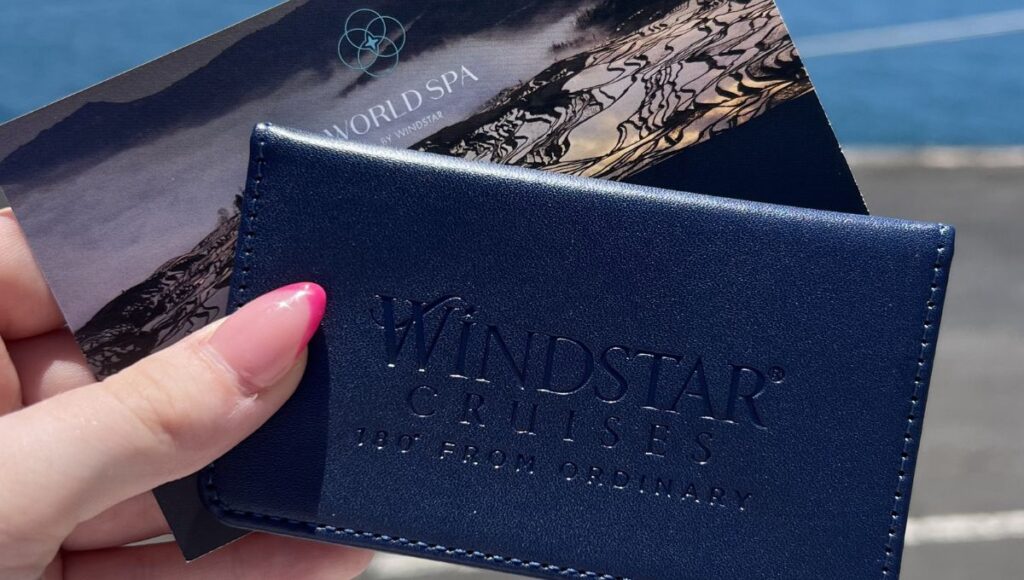 Suite keycard and leather wallet onboard Windstar Star Breeze
