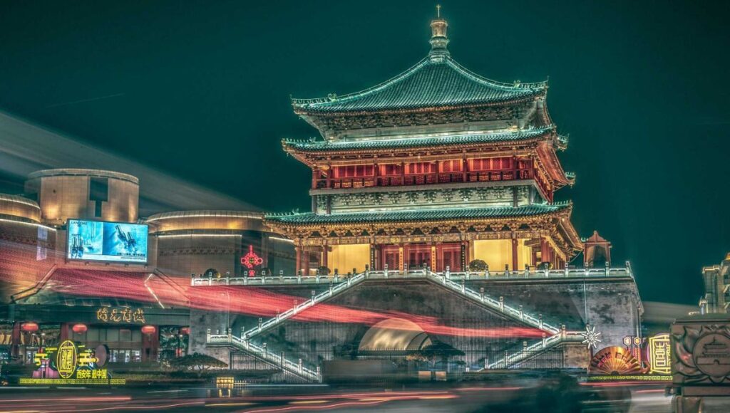 Xi’an Bell Tower at night China city tour experience
