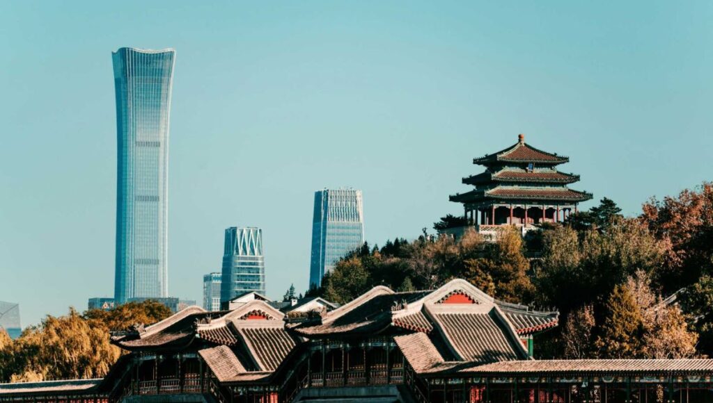 Beijing skyline traditional and modern architecture China tour