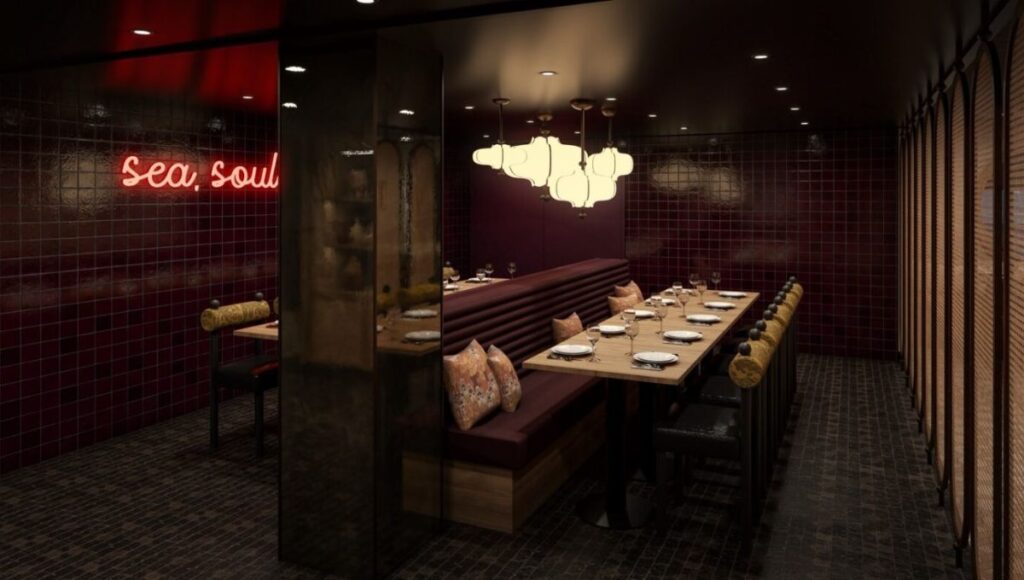 ariya restaurant valiant lady private dining booth interior virgin voyages