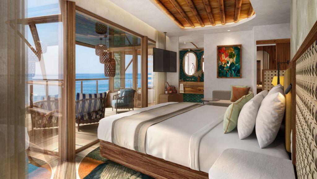 Luxury bedroom inside Ultimate Family Treehouse suite on Hero of the Seas