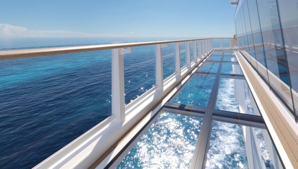 Oceanwalk glass walkway on Norwegian Luna with sea views below