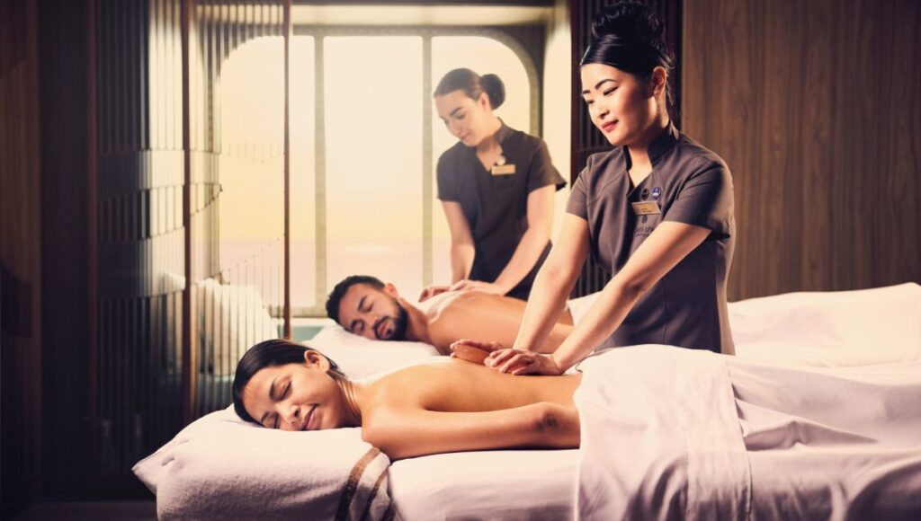 luxury cruise spa treatment couple relaxing adult only cruise