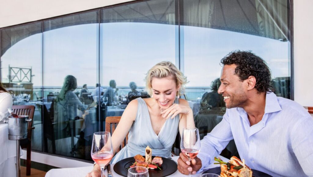 fine dining experience on luxury adult only cruise ship