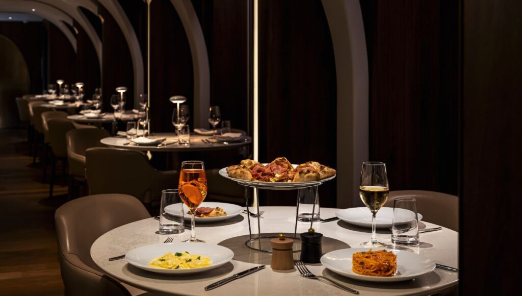 Onda Italian restaurant on Norwegian Luna serving contemporary Italian cuisine in elegant setting