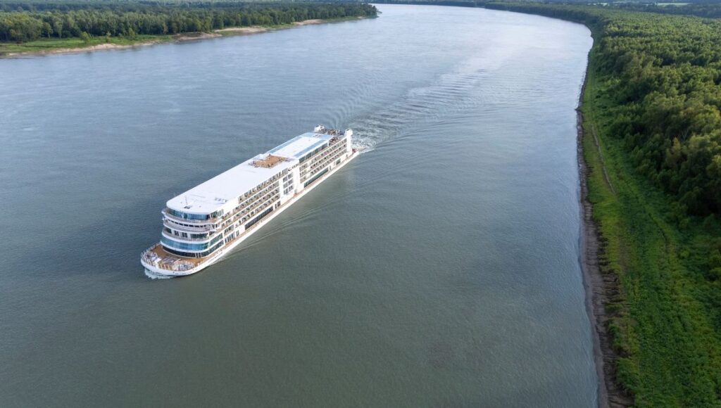 Viking Mississippi river cruise ship sailing USA