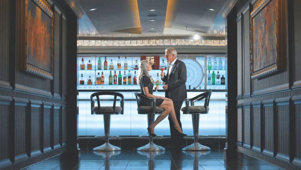 luxury cruise bar evening drinks adult only cruise ambience
