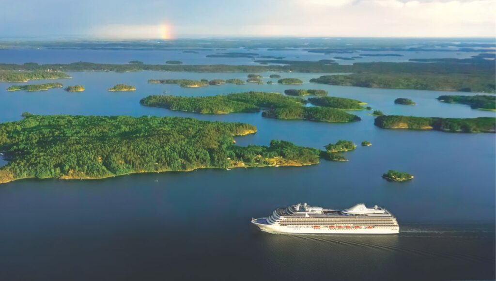 oceania marina cruise sailing south pacific islands aerial view