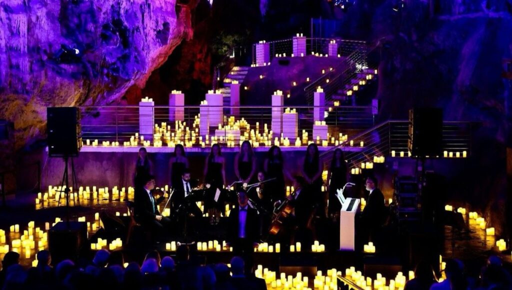 Music Under the Rock candlelit concert inside St Michael's Cave, the AzAmazing Evening on the Azamara Journey Gibraltar voyage