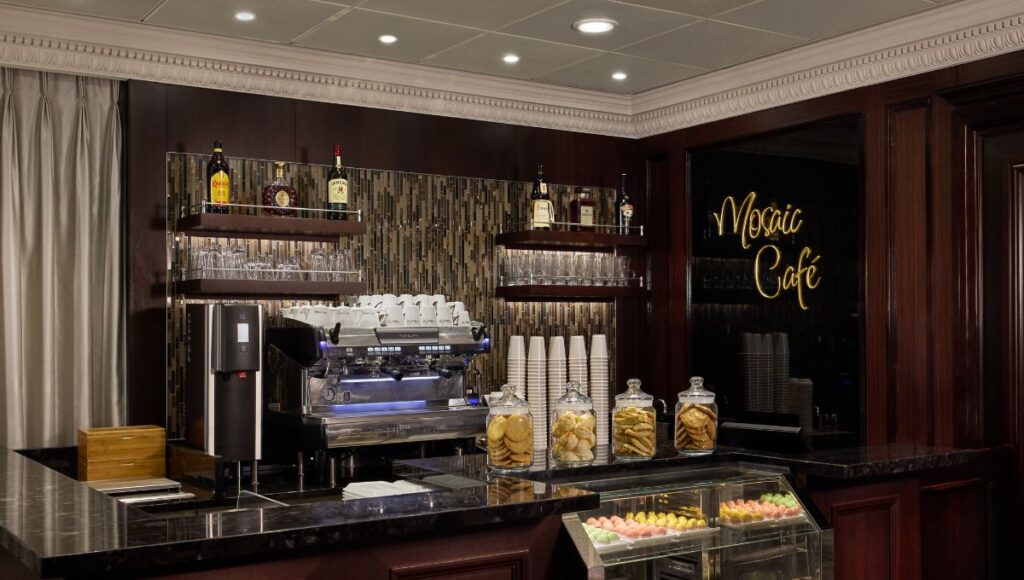 Coffee bar and pastries at Mosaic Café on Azamara Journey