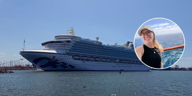 Ruby Princess docked in Ensenada, with Jess from Paramount Cruises.