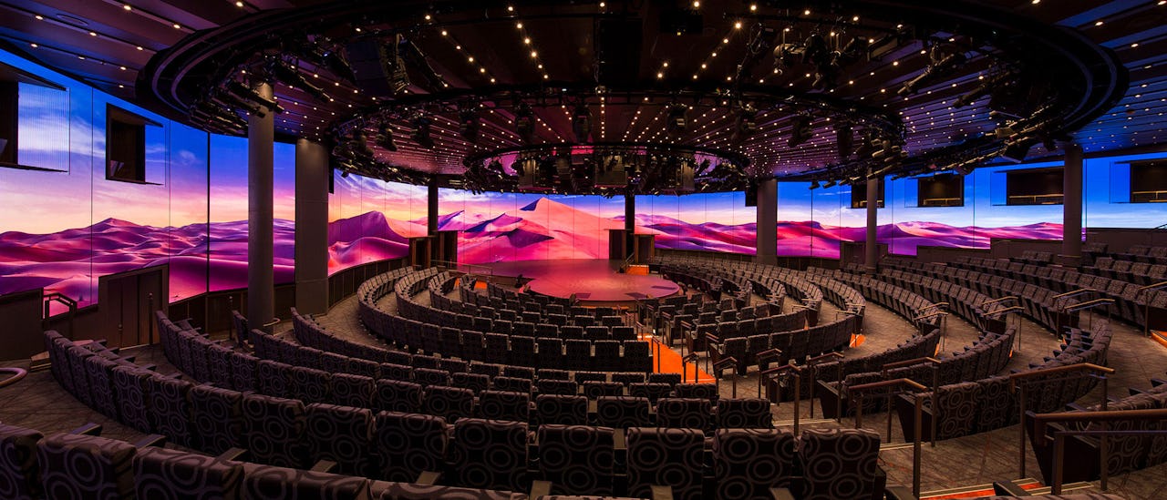 The theatre with a 270 degree surround LED screen