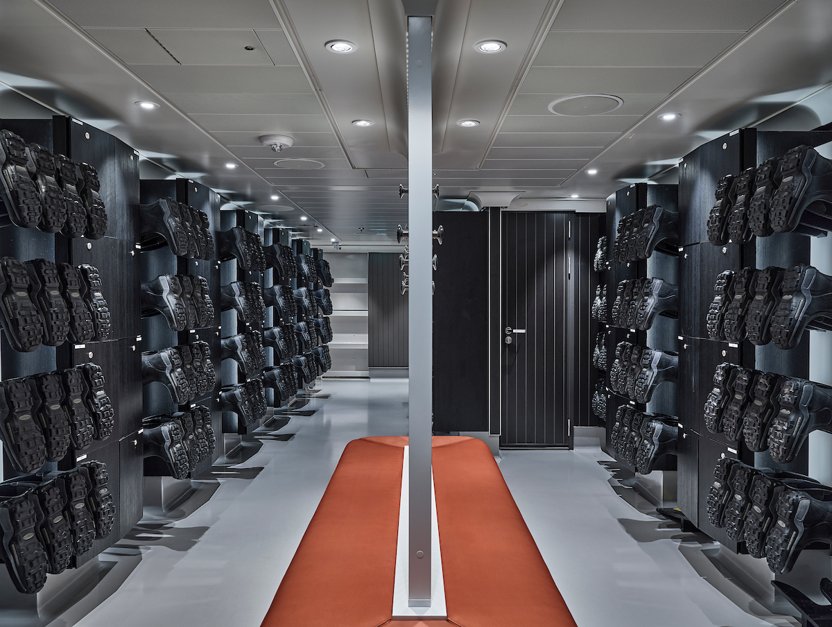The Mud Room - equipped for expedition prep, provides easy access for Zodiac activities