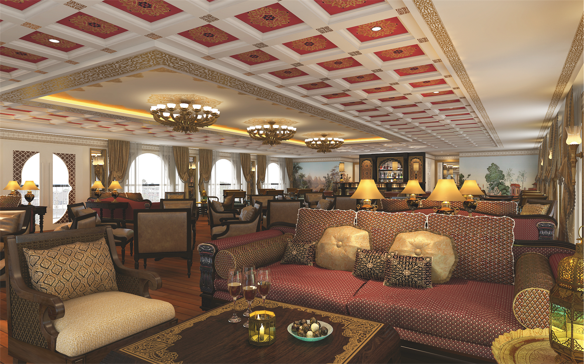 Sip a glass of wine in Governor´s Lounge while you cruise past beautiful landscapes on your way to your next destination
