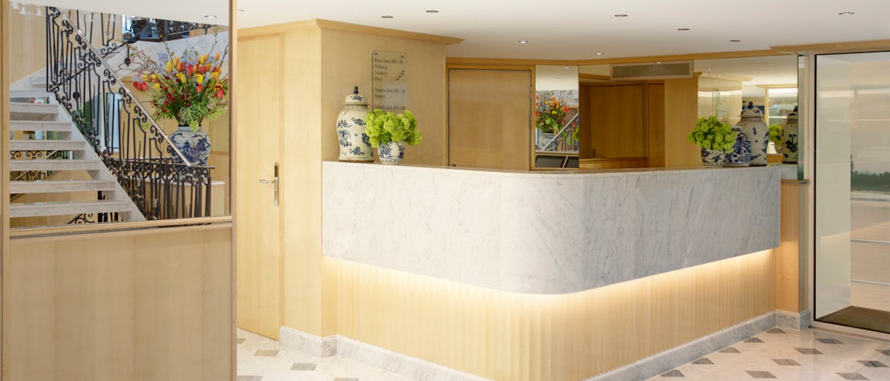 You are welcomed aboard through a welcoming lobby