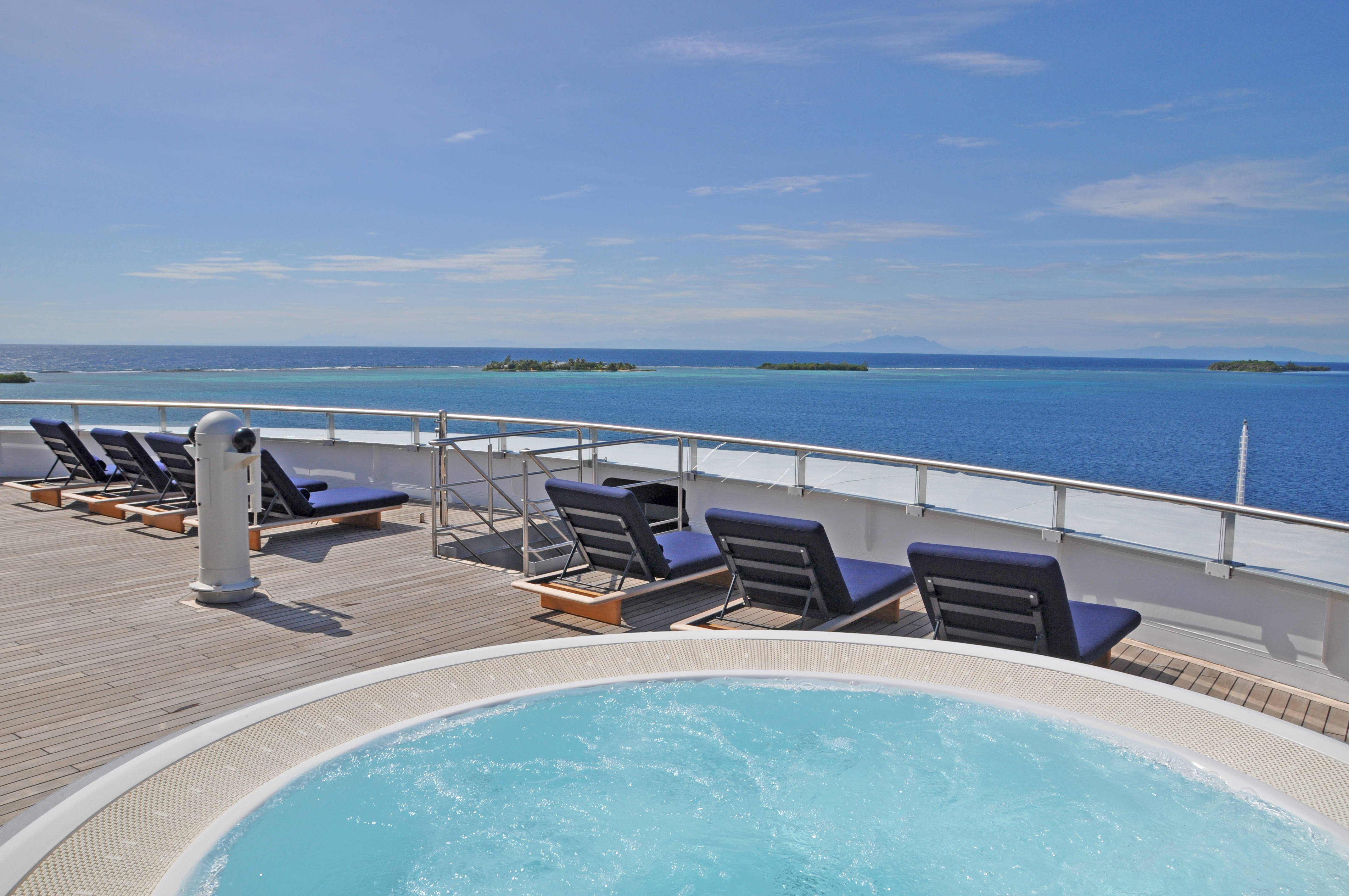The Vitality heated pool located up on the Sun Deck is perfect for unwinding after a days sightseeing