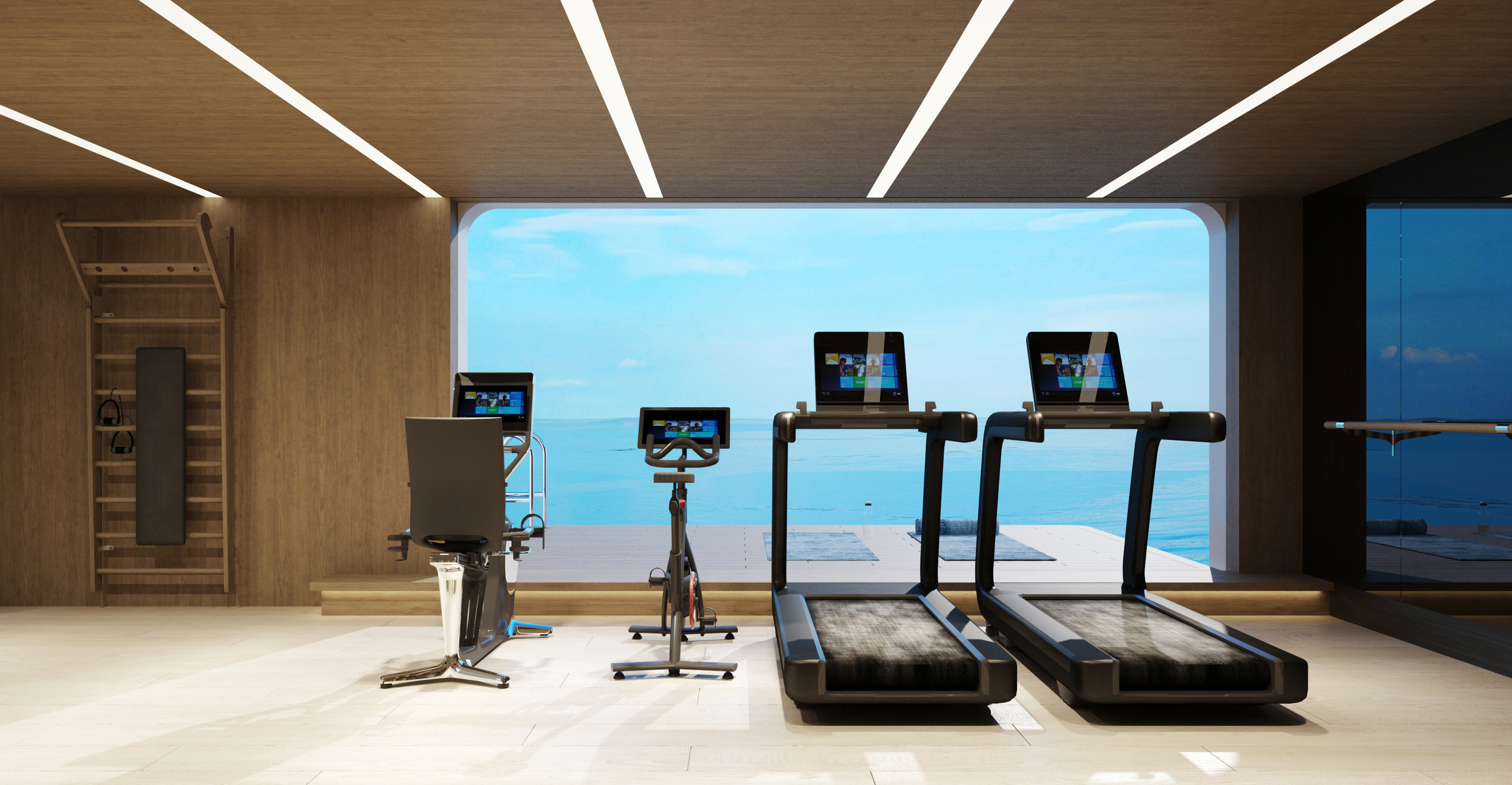 Work out in an innovative gym that opens up to an outdoor workout space!