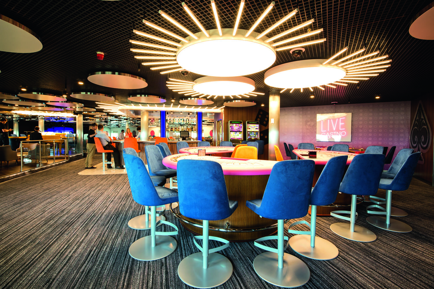 The stylish casino is open until late, and features blackjack tables, and fruit machines