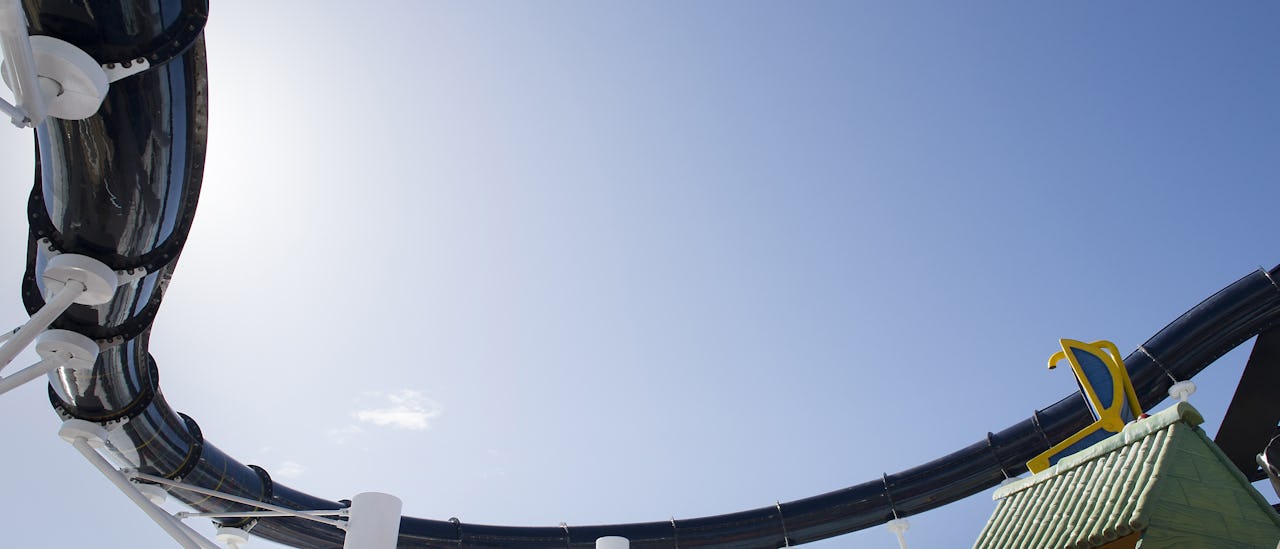 Vertigo, the longest single-rider water slide on the seas, starting on Deck 18, takes riders on a thrilling 390 ft. journey of twists and turn!