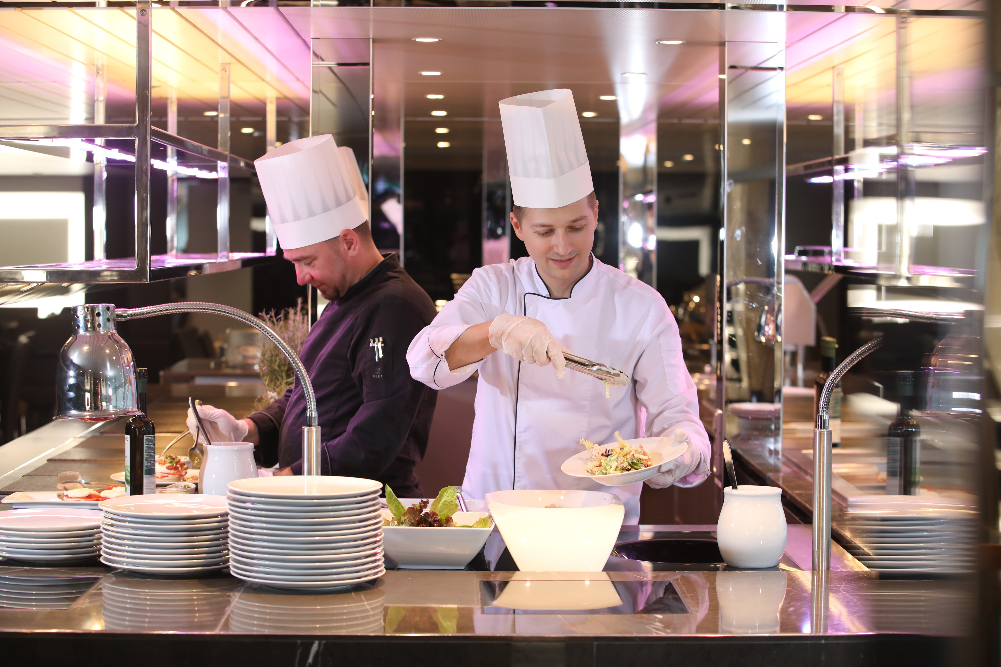 The main restaurant on board, Crystal Dining offers breakfast, lunch and dinner