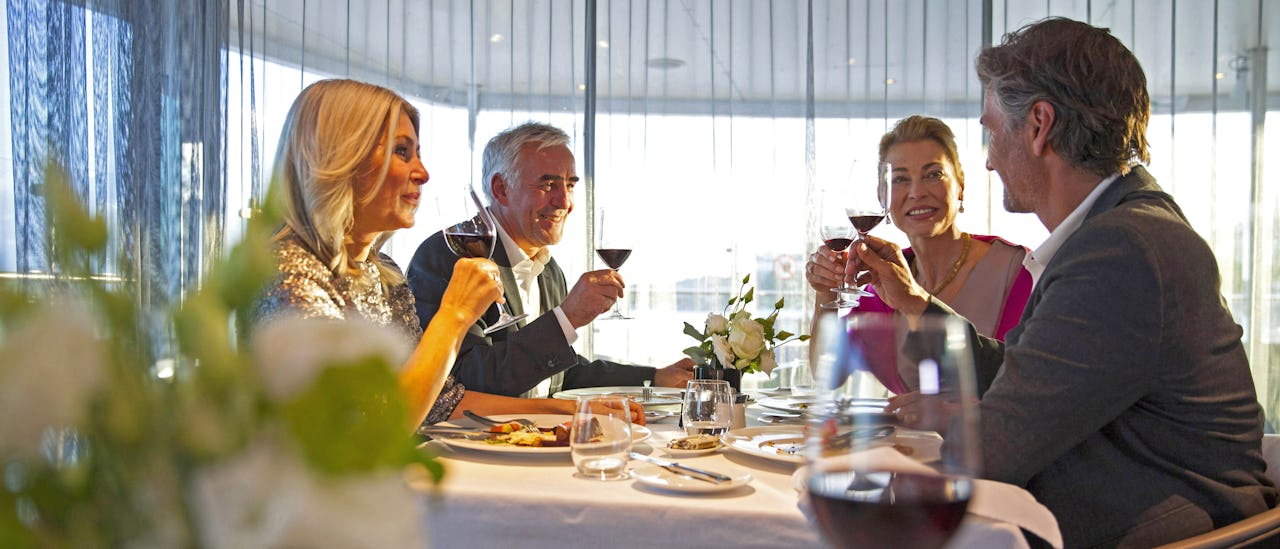 Crystal Dining Restaurant is the Amber ship's open-seating Dining Room