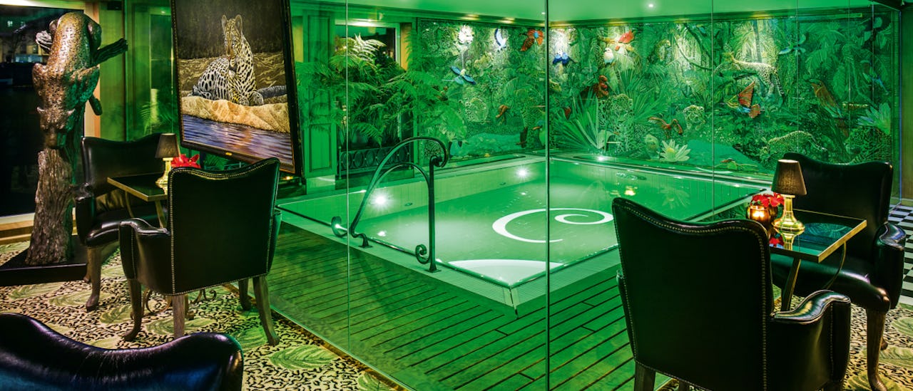 The jungle-inspired Leopard Lounge, which also has the small pool, is a favorite place to meet friends